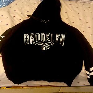 Brooklyn, black, semi cropped hoodie.